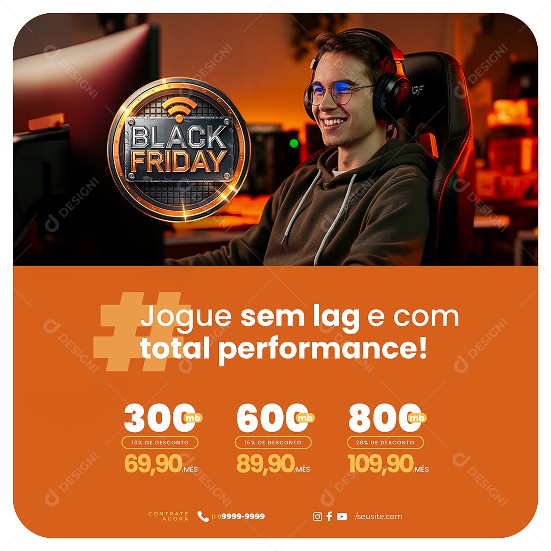 Black Friday Internet Sua Conexão no Ritimo Certo Social Media PSD Editável