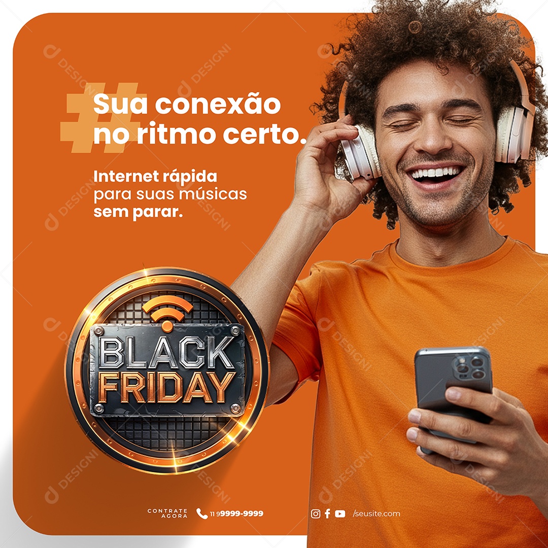 Black Friday Internet Sua Conexão no Ritimo Certo Social Media PSD Editável