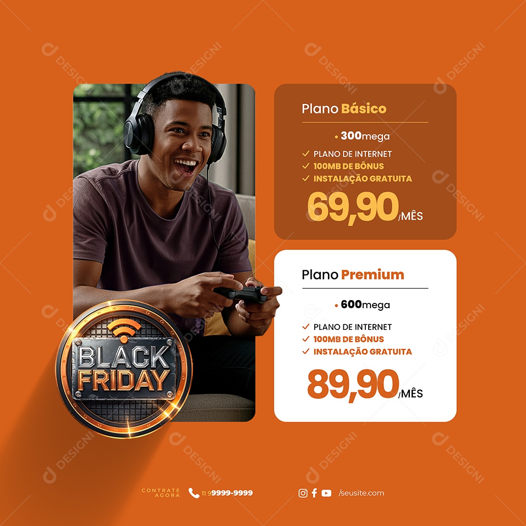 Black Friday Internet Plano Básico Social Media PSD Editável