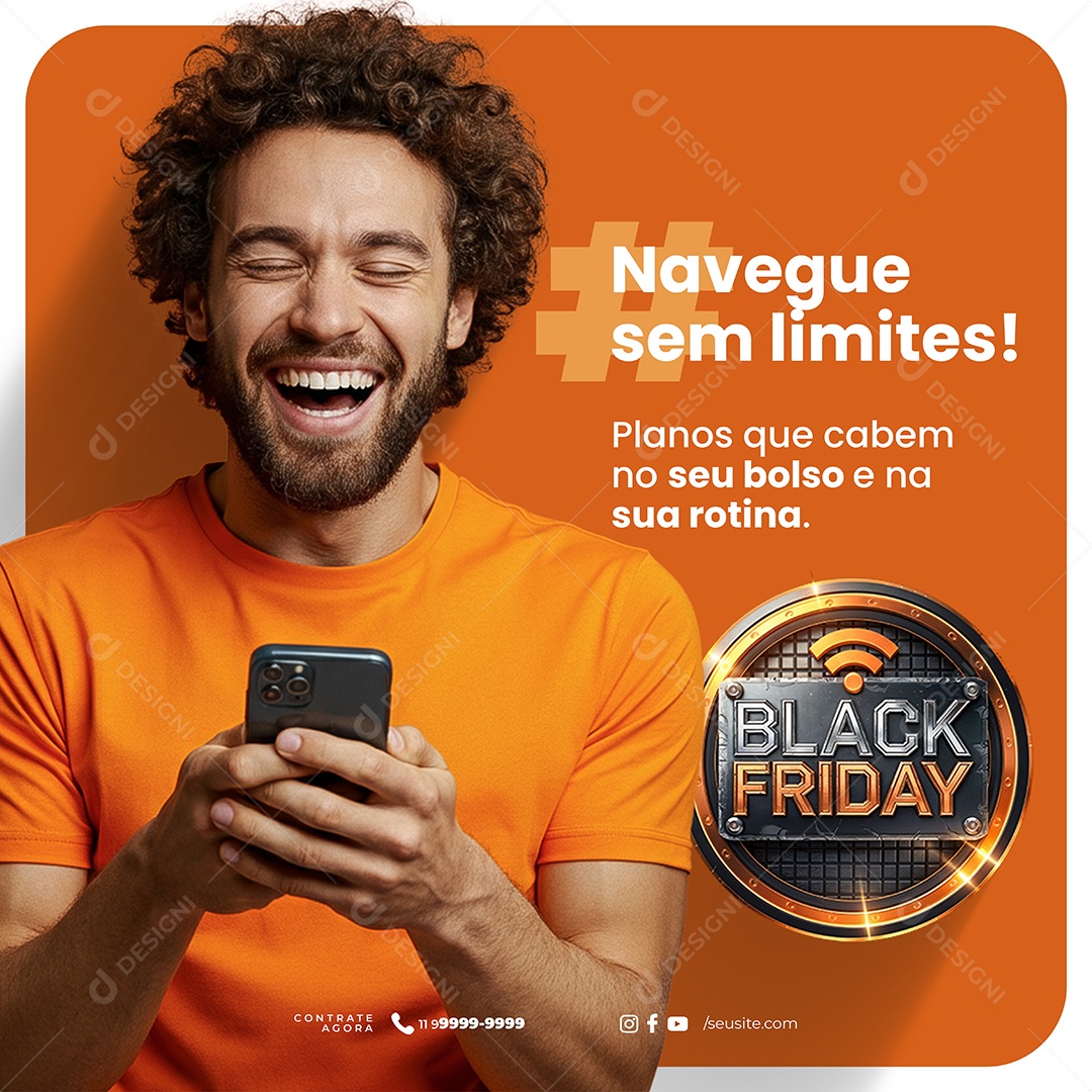 Black Friday Internet Navegue Sem Limites Social Media PSD Editável