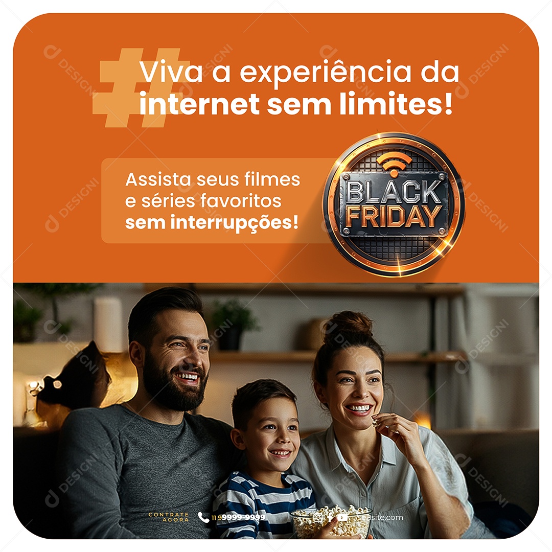 Black Friday Internet Viva a Experiência da Internet Sem Limites Social Media PSD Editável