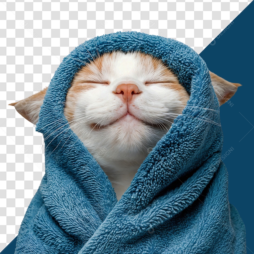 Gato De Toalha Elemento 3D para Composição PSD