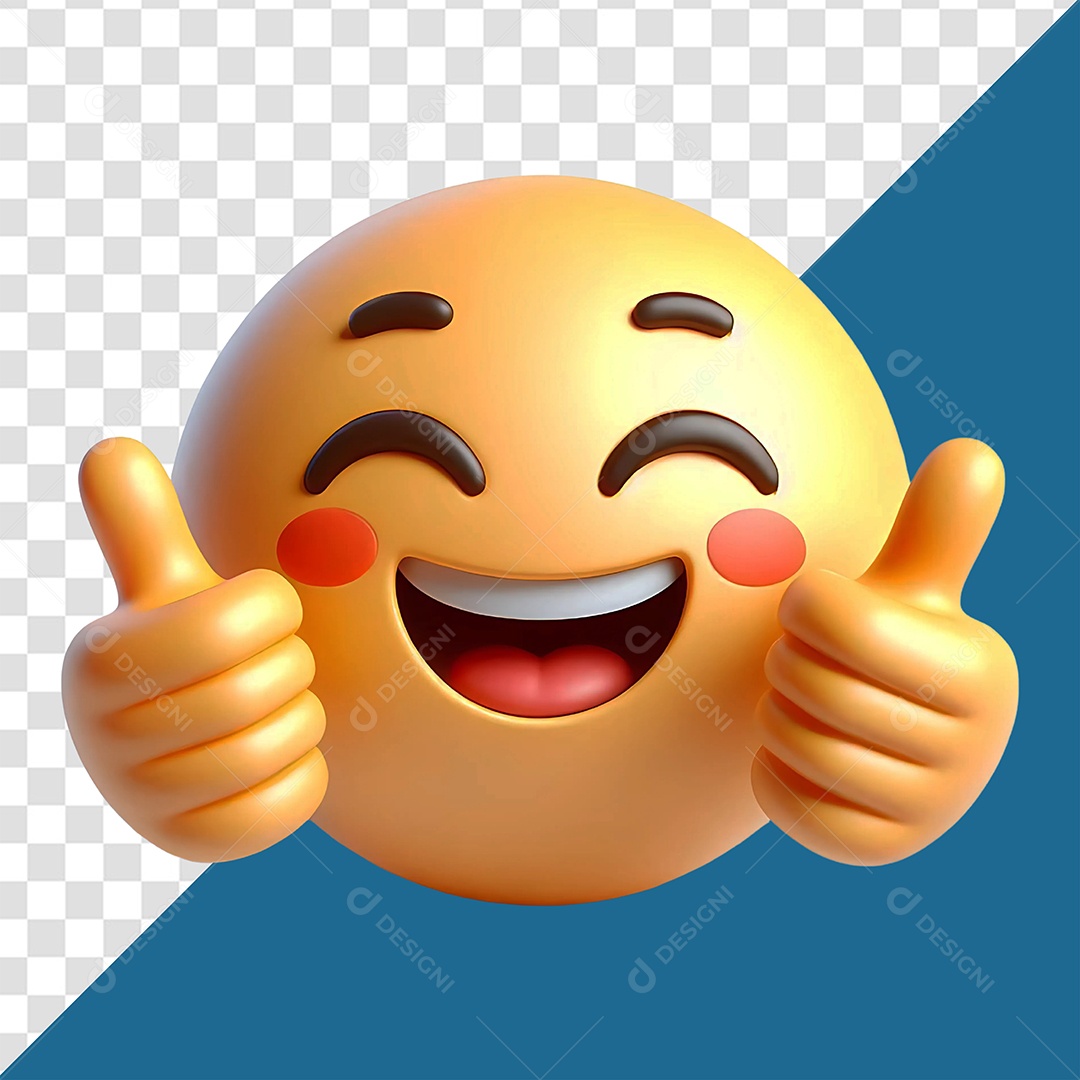 Emoji Fazendo Sinal de Positivo Elemento 3D para Composição PSD