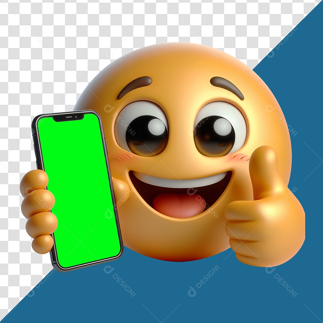 Emoji com Celular Fazendo Celular de Positivo Elemento 3D para Composição PSD