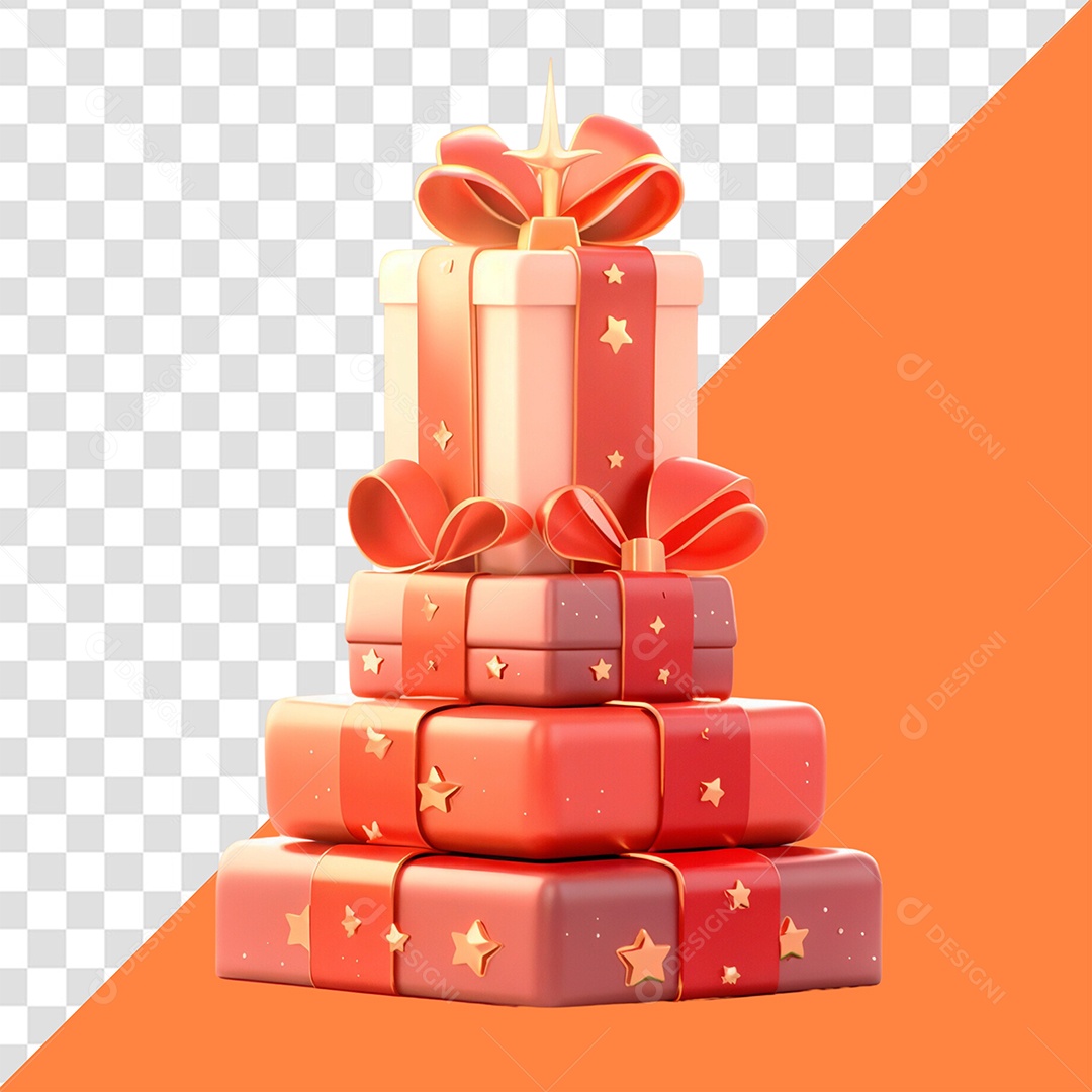 Torre de Presente Elemento 3D para Composição PSD Editável