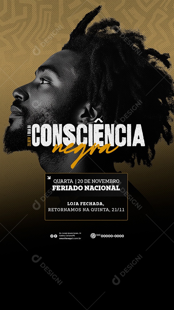 Social Media Story Comunicado Feriado Dia da Consciência Negra PSD Editável