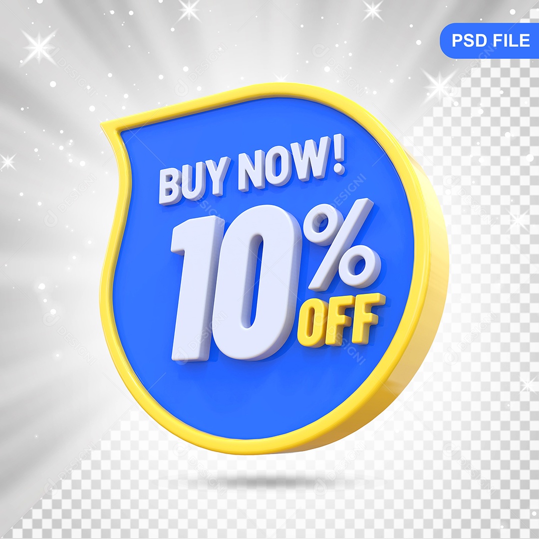 Desconto 10% Colorido Compre Agora Elemento 3D Para Composição PSD