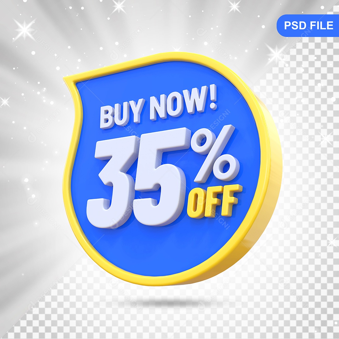 Desconto 35% Colorido Compre Agora Elemento 3D Para Composição PSD
