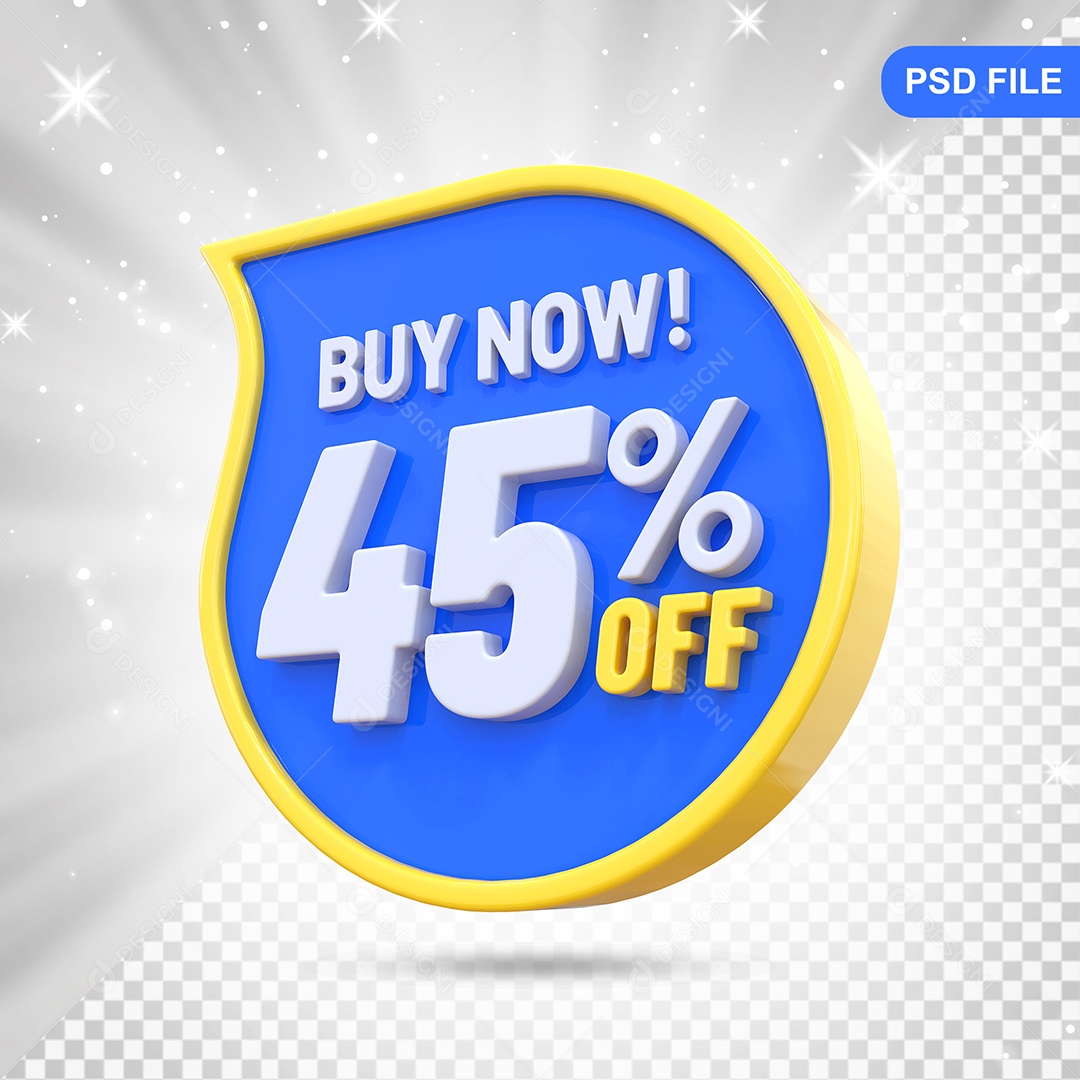 Desconto 45% Colorido Compre Agora Elemento 3D Para Composição PSD
