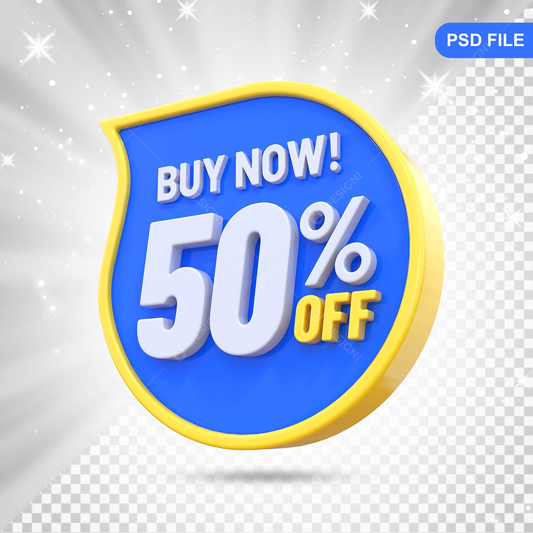 Desconto 50% Colorido Compre Agora Elemento 3D Para Composição PSD