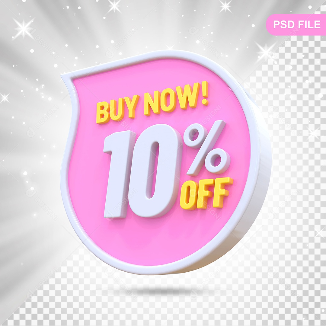 Desconto 10% Colorido Compre Agora Elemento 3D Para Composição PSD