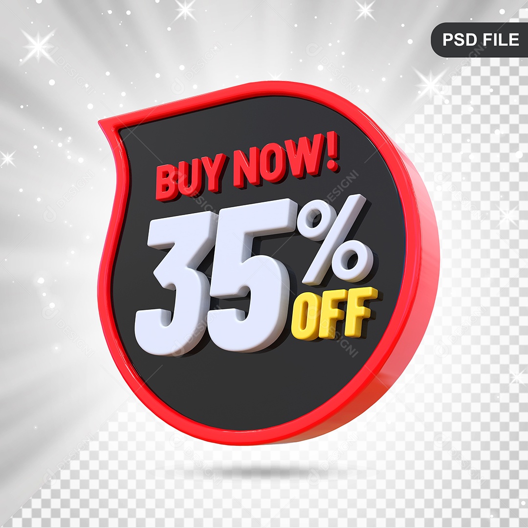 Desconto 35% Colorido Compre Agora Elemento 3D Para Composição PSD