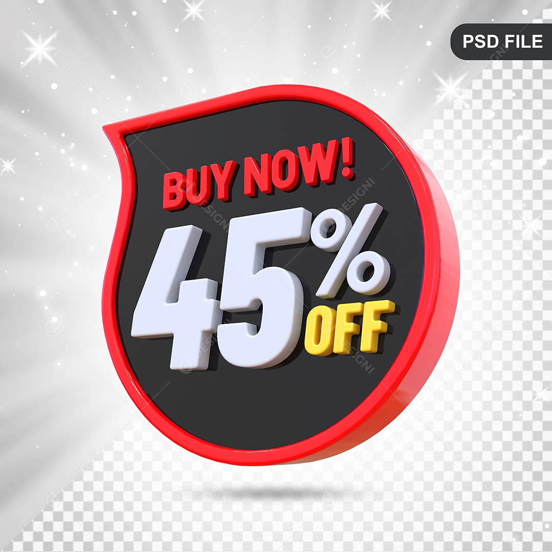 Desconto 45% Colorido Compre Agora Elemento 3D Para Composição PSD