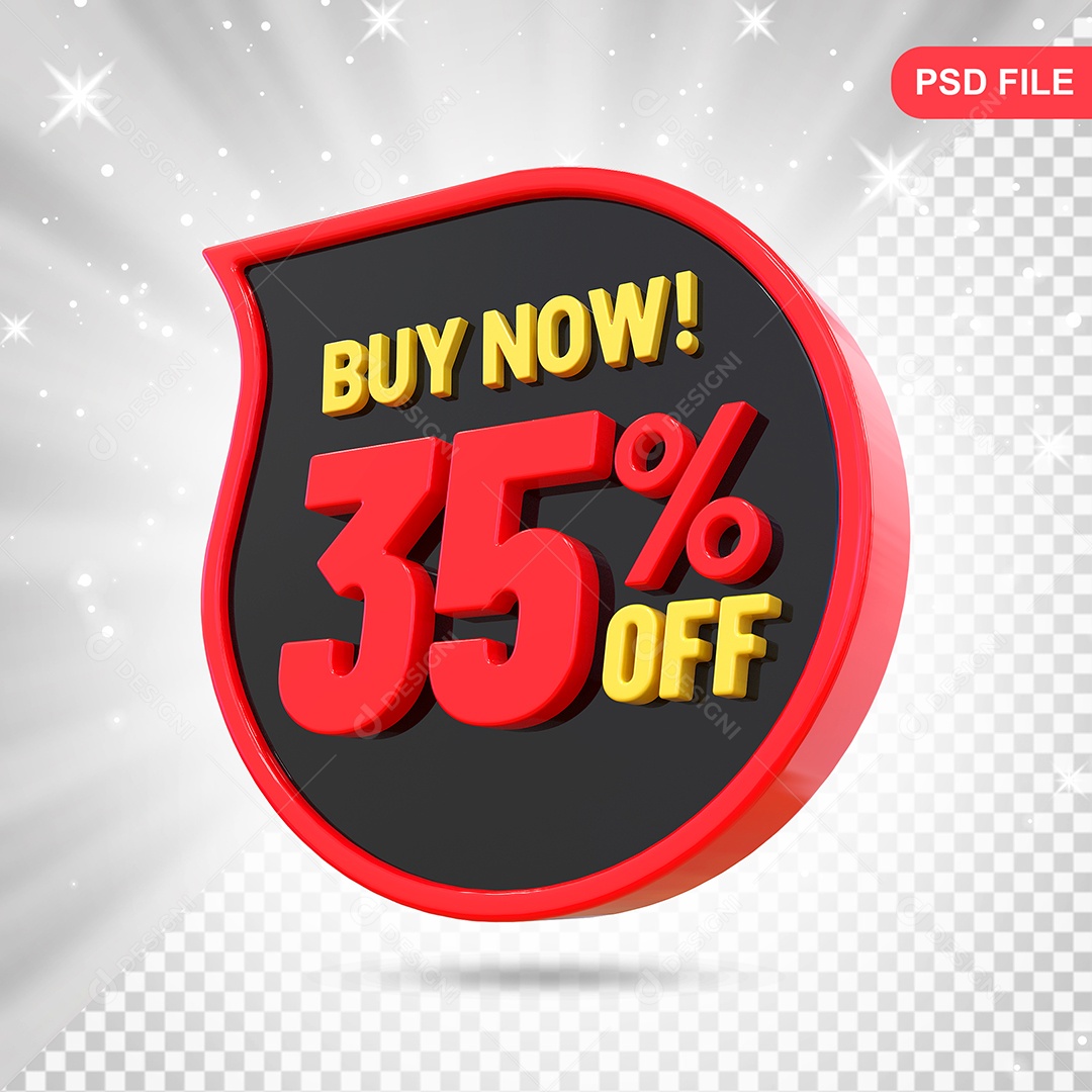 Desconto 35% Colorido Compre Agora Elemento 3D Para Composição PSD