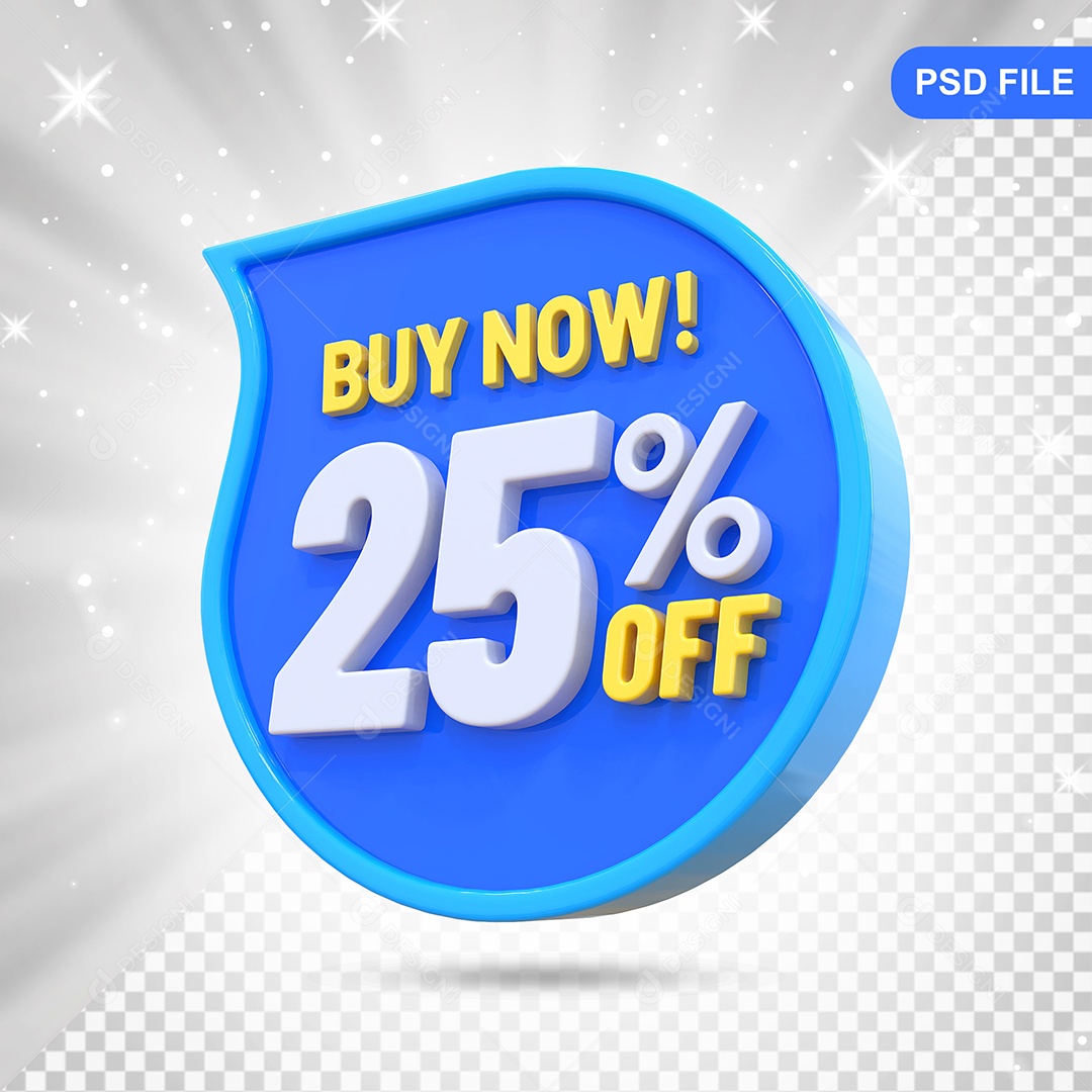 Desconto 25% Colorido Compre Agora Elemento 3D Para Composição PSD