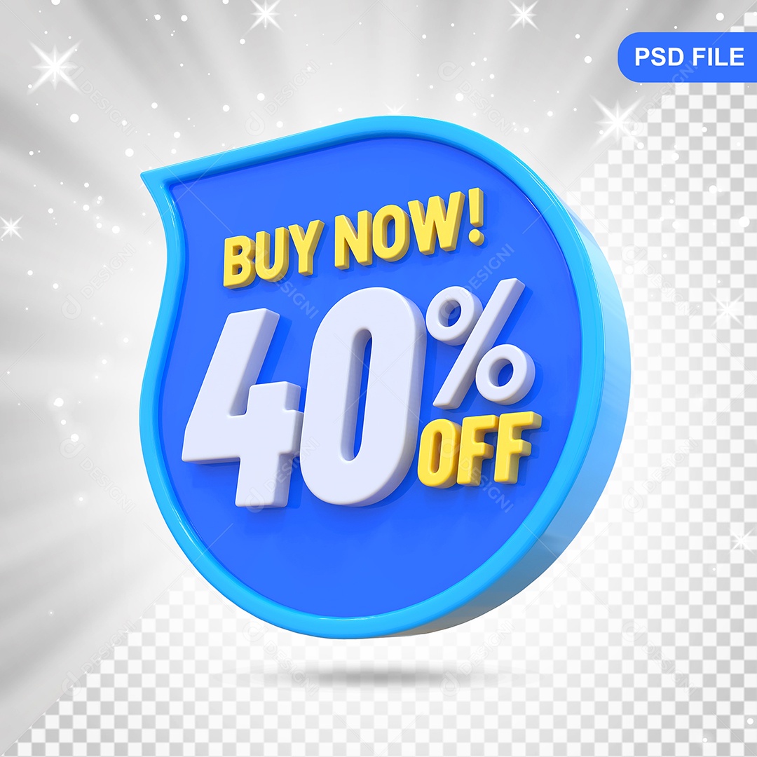 Desconto 40% Colorido Elemento 3D Para Composição PSD