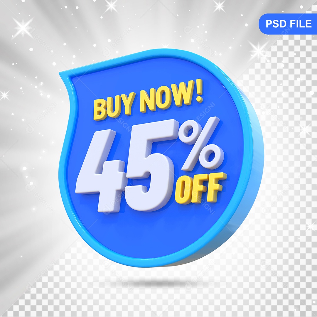 Desconto 45% Colorido Elemento 3D Para Composição PSD