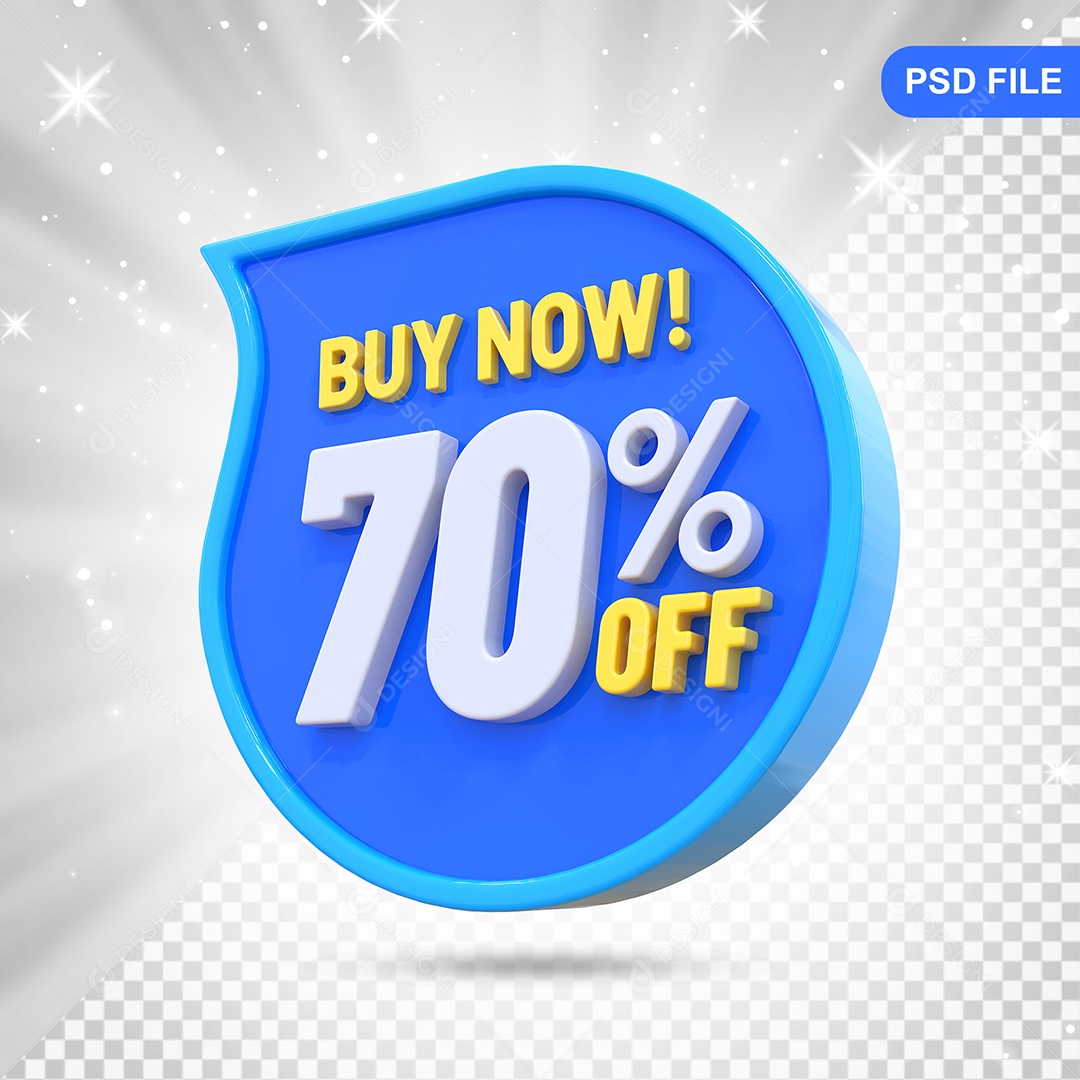 Desconto 70% Colorido Elemento 3D Para Composição PSD