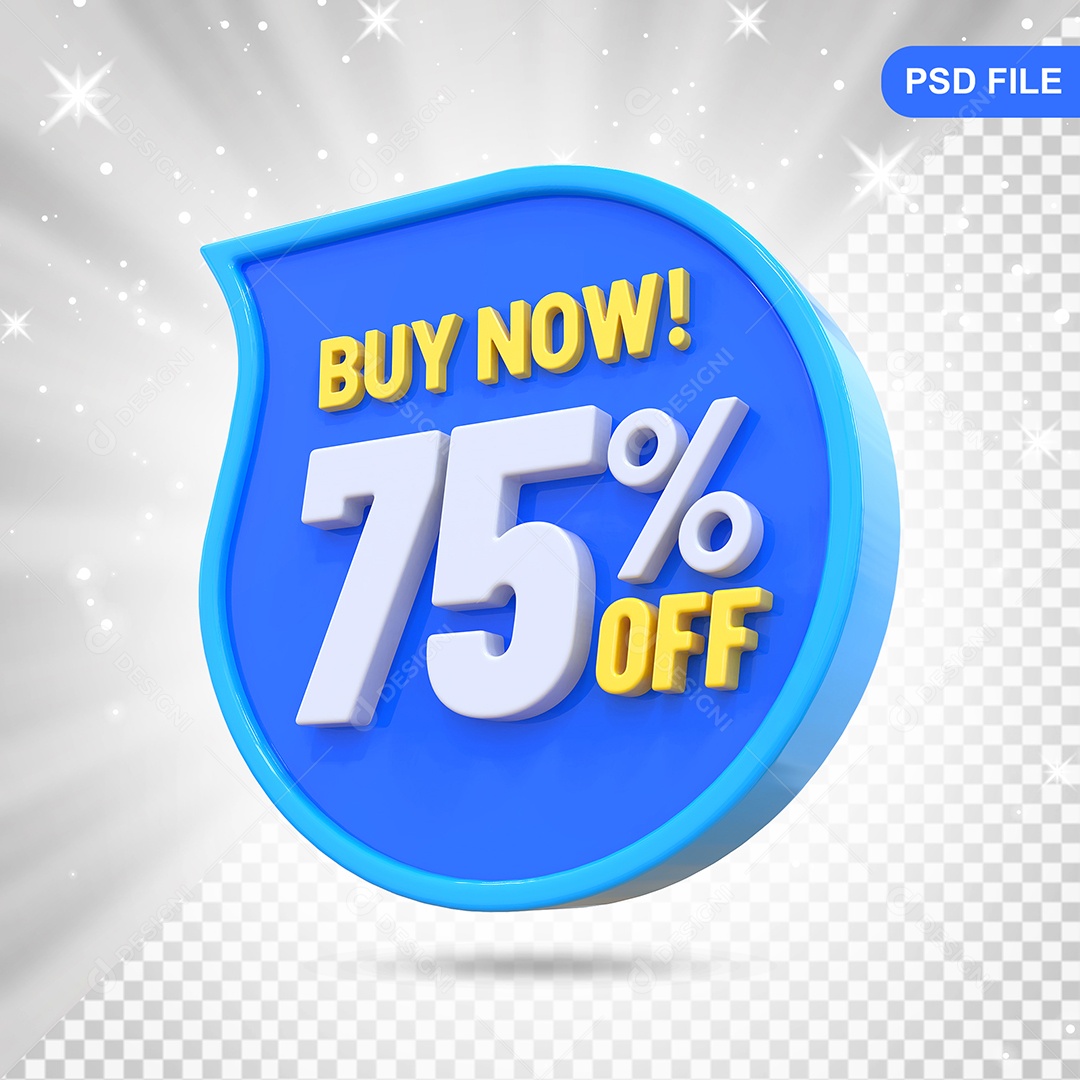 Desconto 75% Colorido Elemento 3D Para Composição PSD