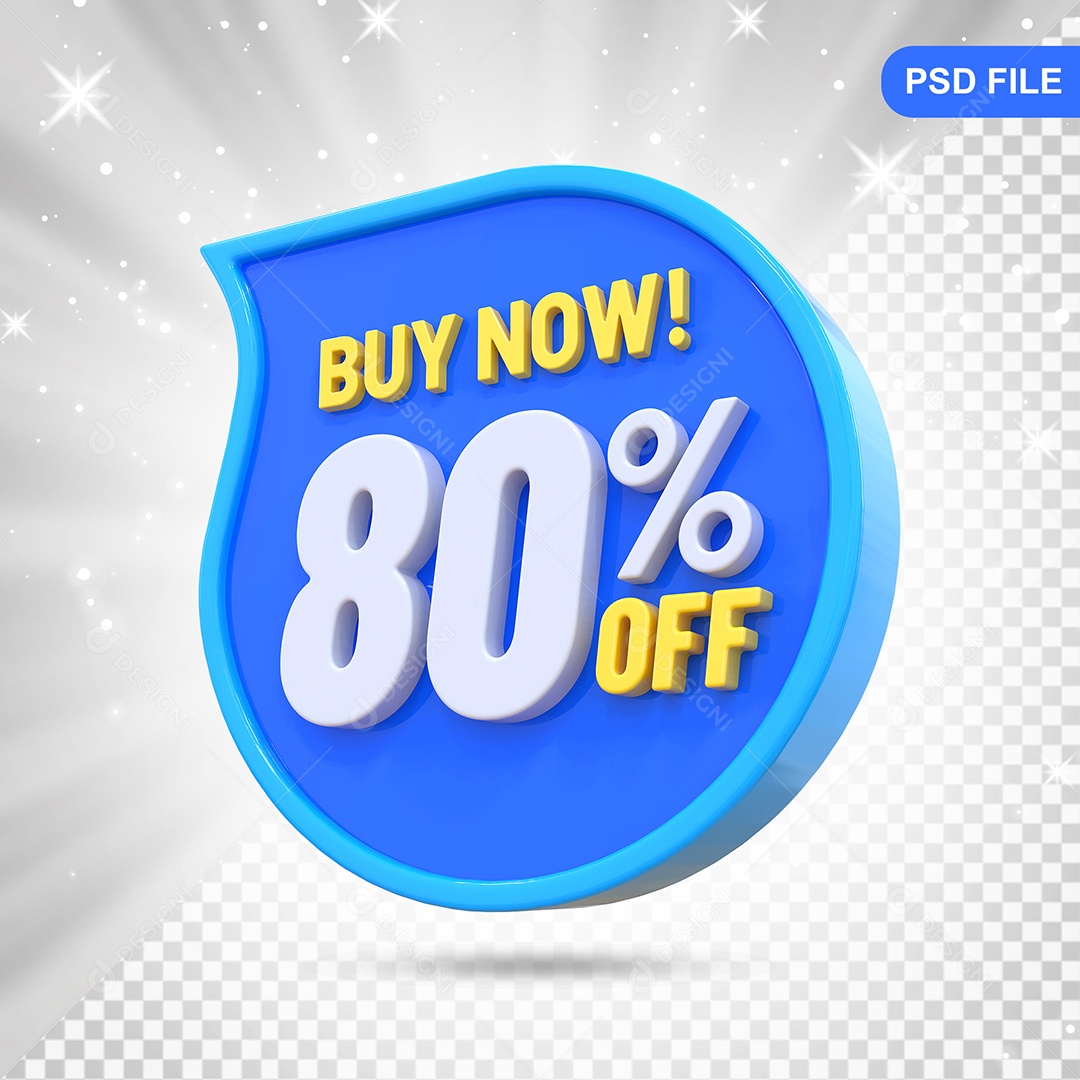 Desconto 80% Colorido Elemento 3D Para Composição PSD