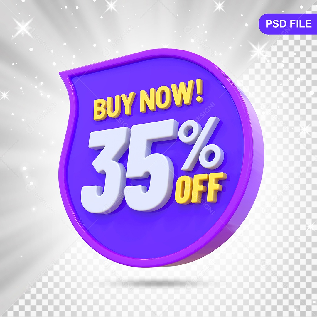Desconto 35% Colorido Compre Agora Elemento 3D Para Composição PSD