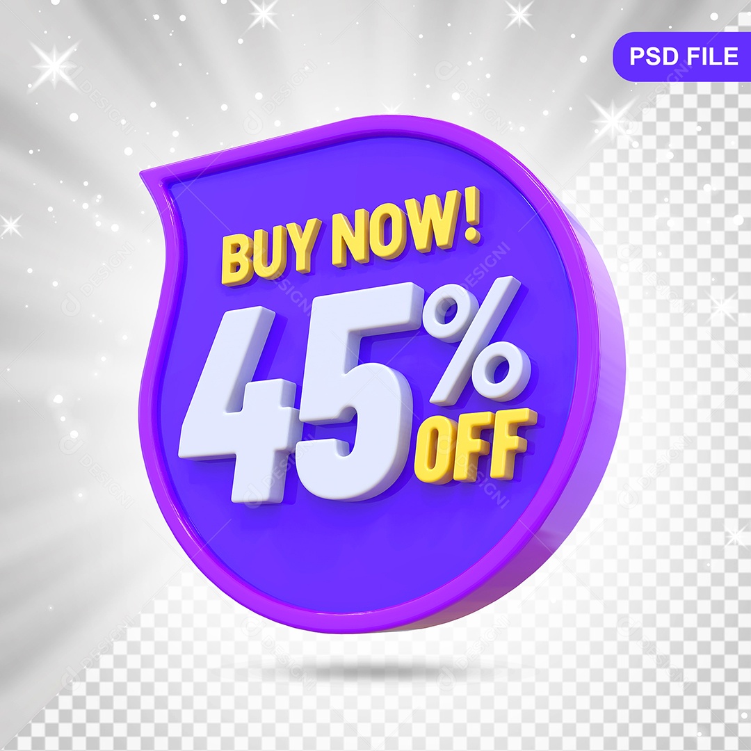 Desconto 45% Colorido Compre Agora Elemento 3D Para Composição PSD