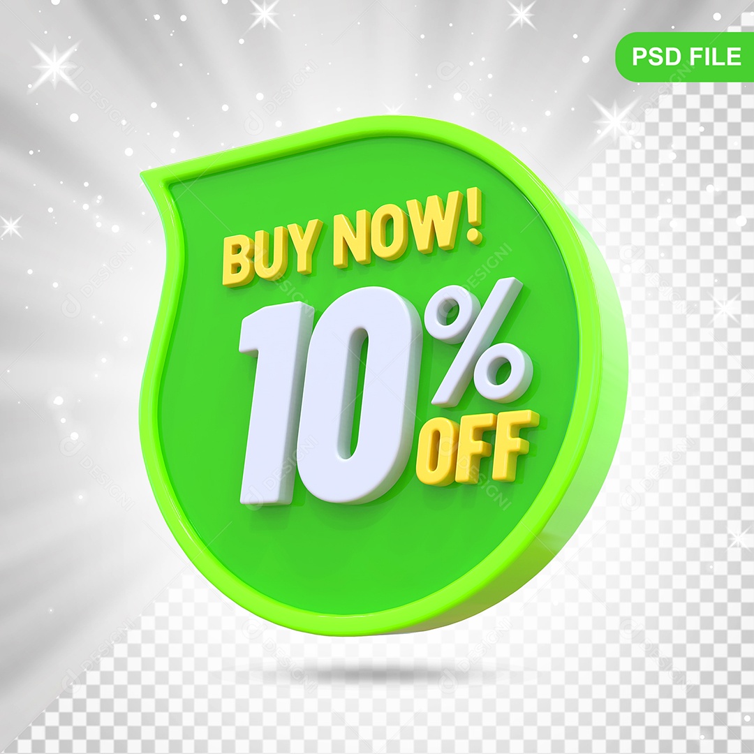 Desconto 10% Colorido Elemento 3D Para Composição PSD