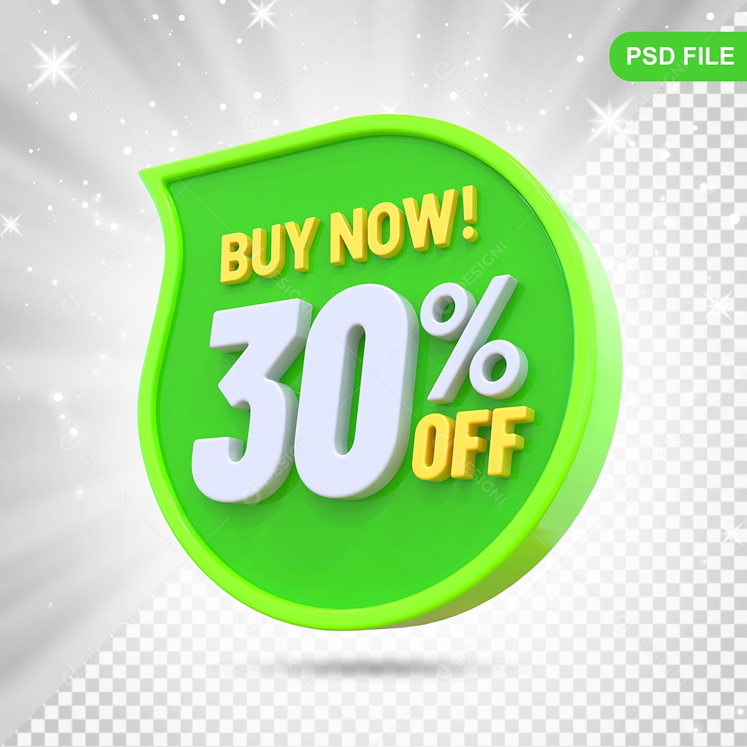 Desconto 30% Colorido Elemento 3D Para Composição  PSD