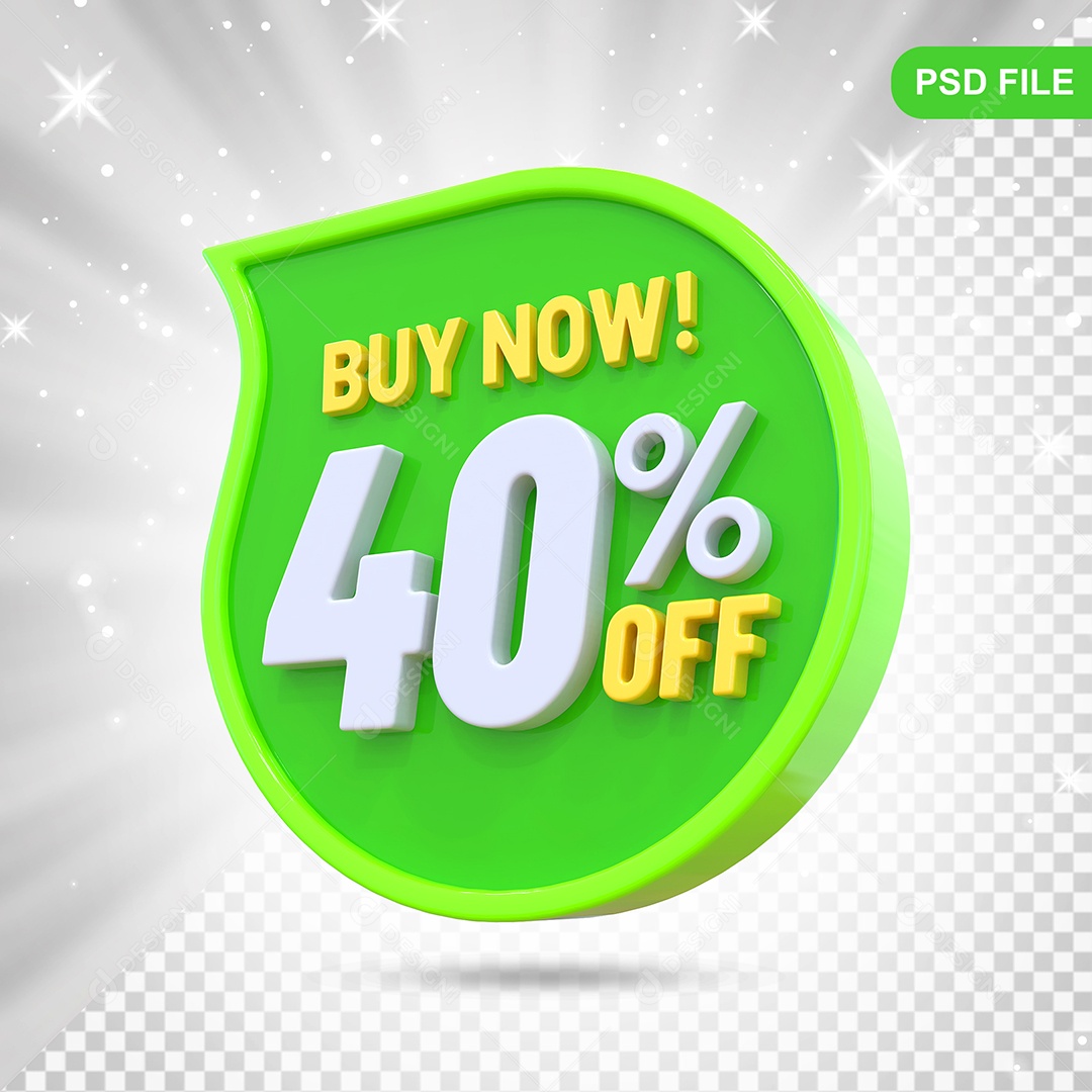 Desconto 40% Colorido Elemento 3D Para Composição  PSD