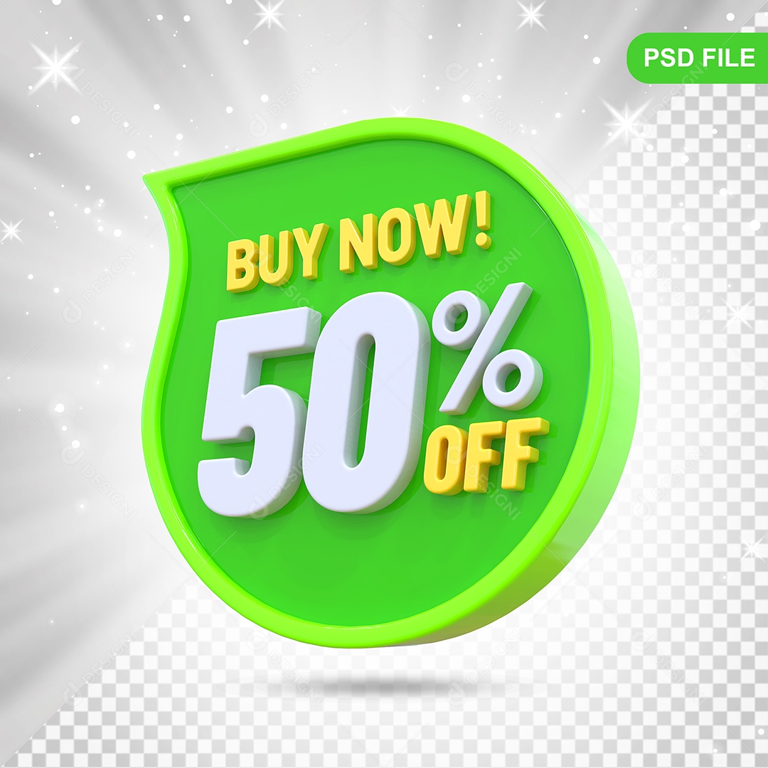 Desconto 50% Colorido Elemento 3D Para Composição PSD