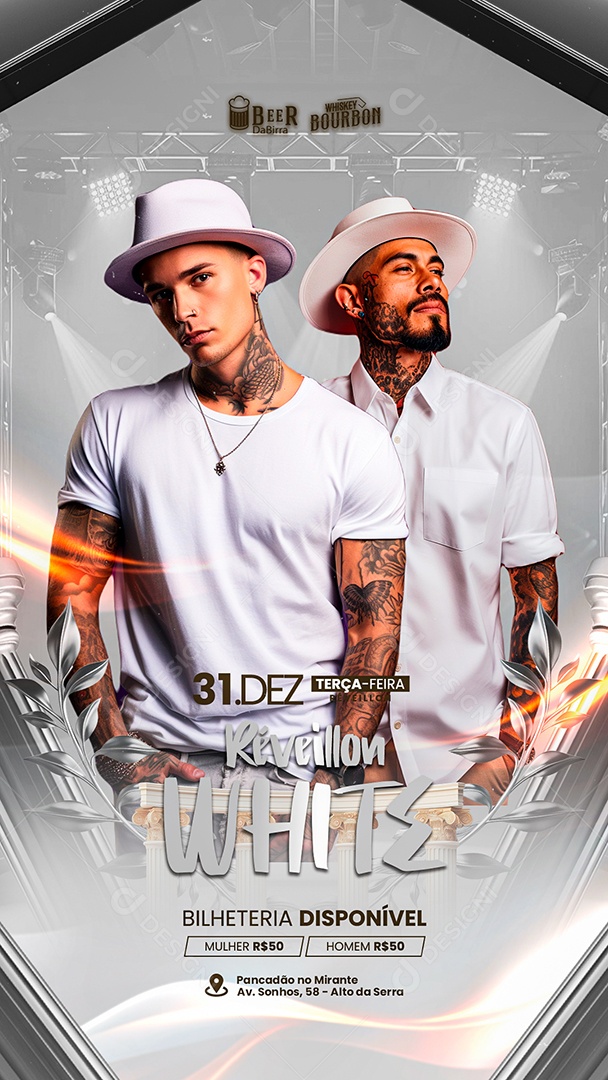 Story Flyer Réveillon White Social Media PSD Editável