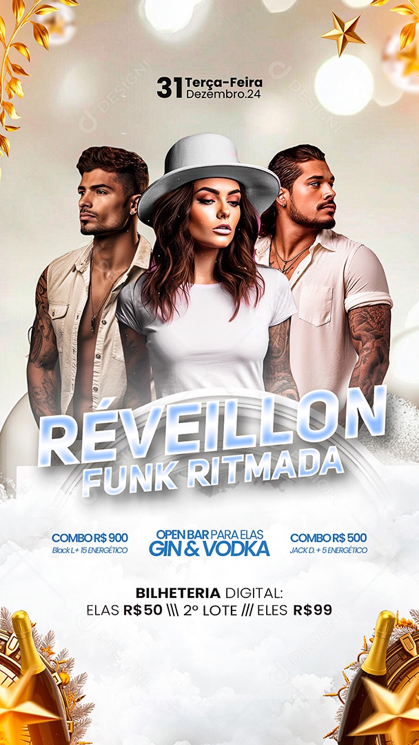 Story Flyer Shows Réveillon Ano Novo Social Media PSD Editável