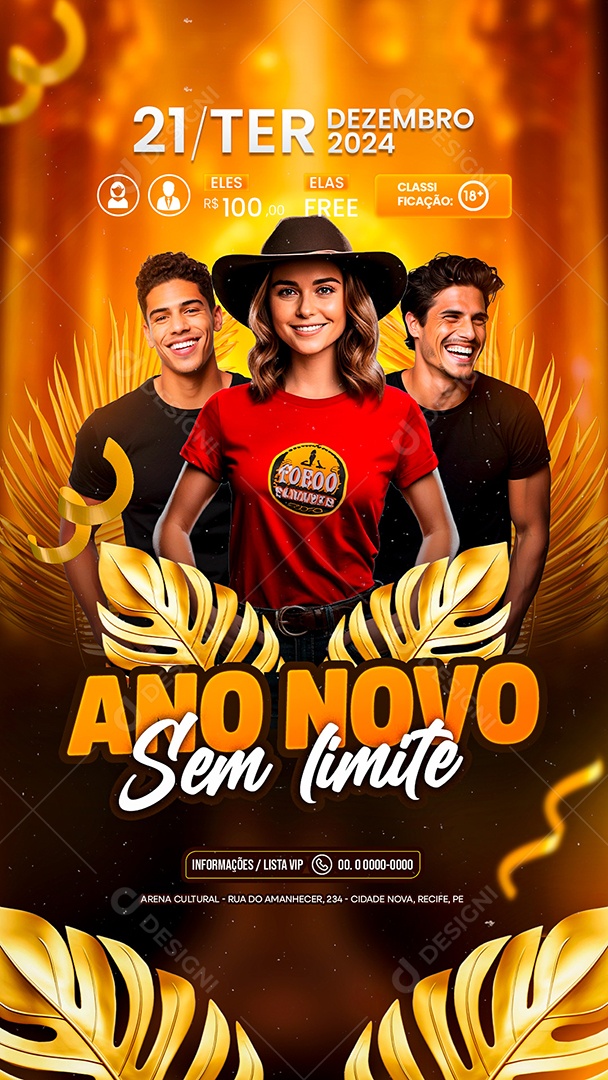 Story Flyer Shows Réveillon Social Media PSD Editável