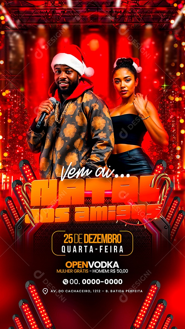 Story Flyer Shows Natal Dos Amigos Social Media PSD Editável