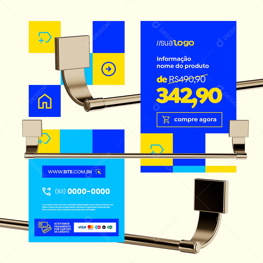 Construção Acessórios de Banheiro Compre Agora Social Media PSD Editável