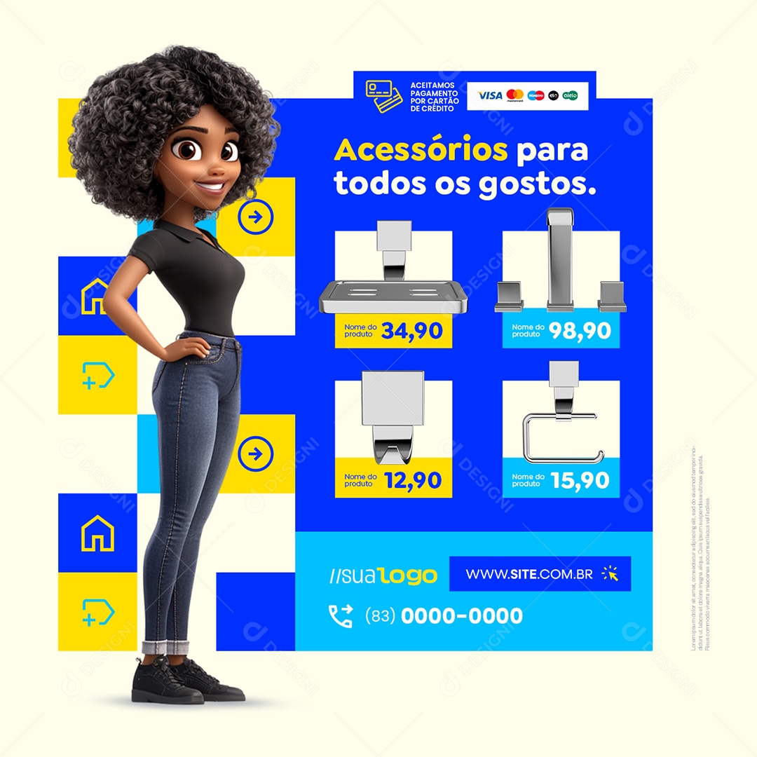 Construção Acessórios de Banheiro para Todos os Gostos Social Media PSD Editável