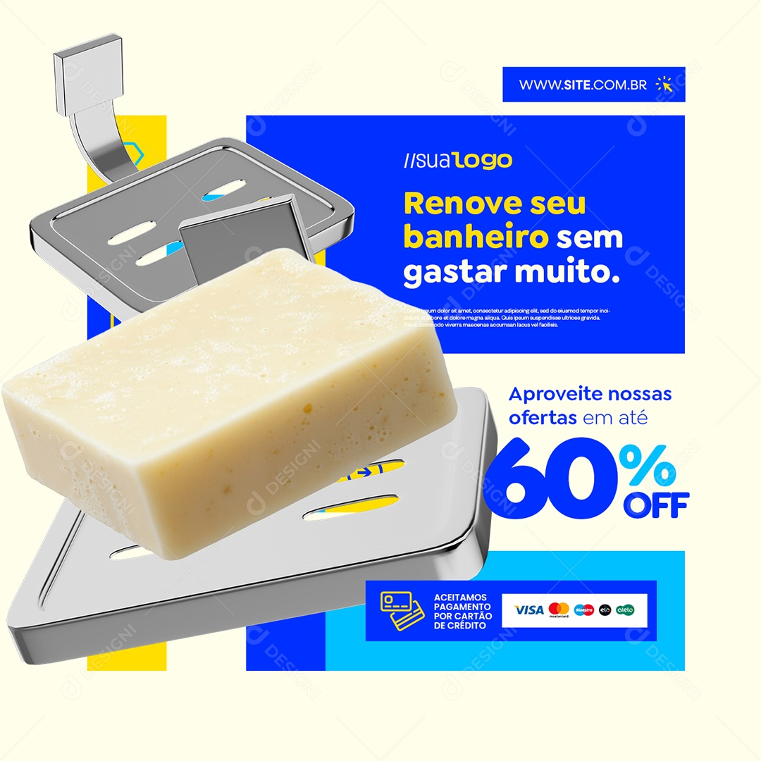 Construção Acessórios de Banheiro Renove seu Banheiro Social Media PSD Editável