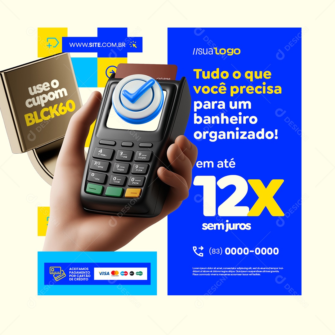 Construção Acessórios de Banheiro Use o Cupom Social Media PSD Editável