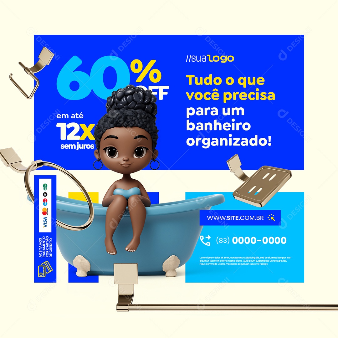 Construção Acessórios de Banheiro Tudo o Que Você Precisa Social Media PSD Editável