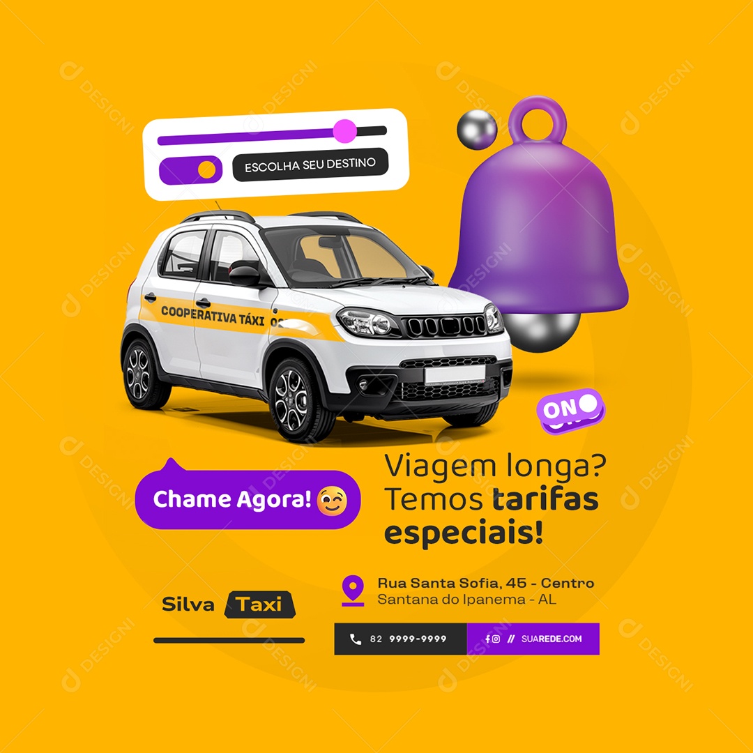 Táxi Viagem Longa Social Media PSD Editável