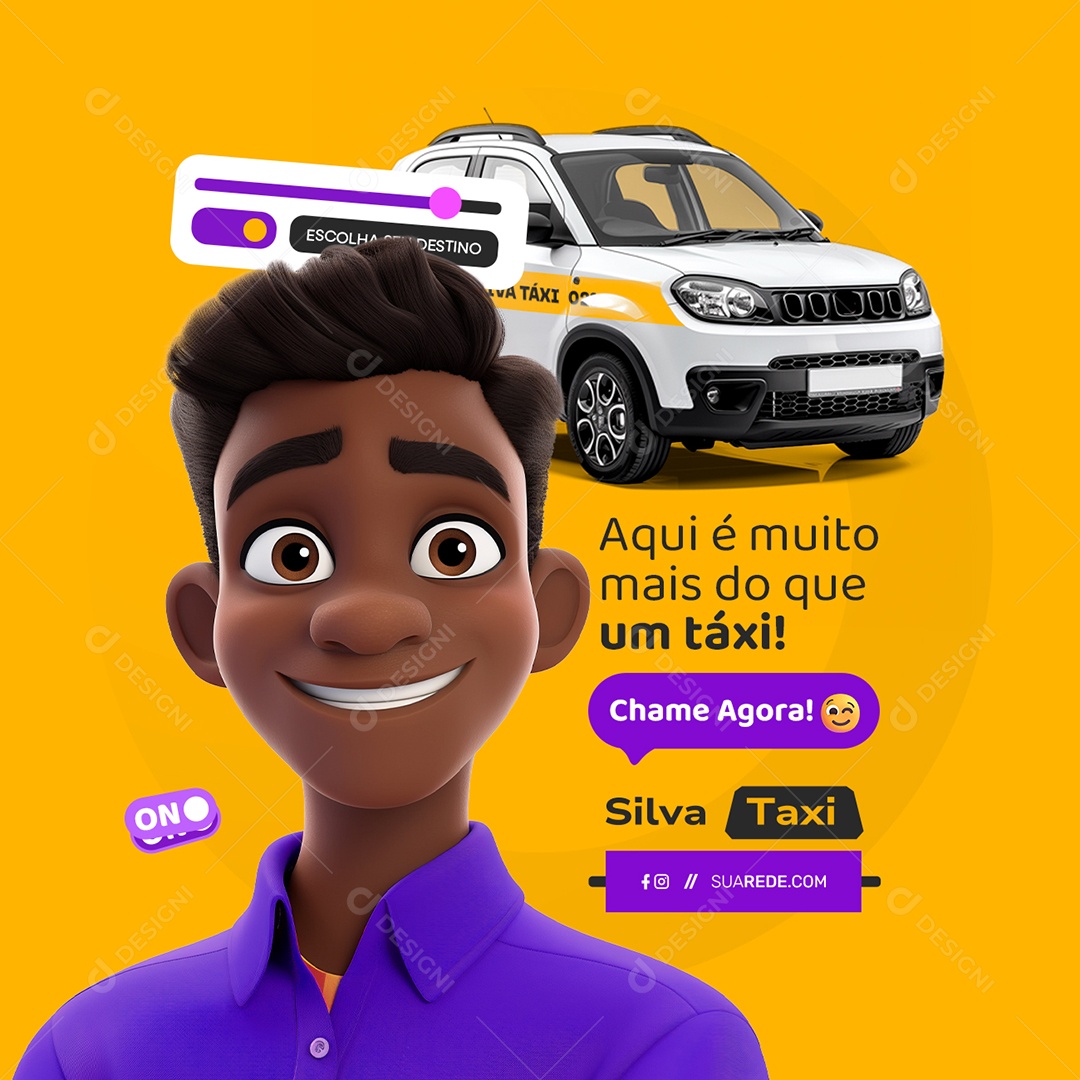 Táxi Aqui é Muito Mais do Que um Táxi Social Media PSD Editável