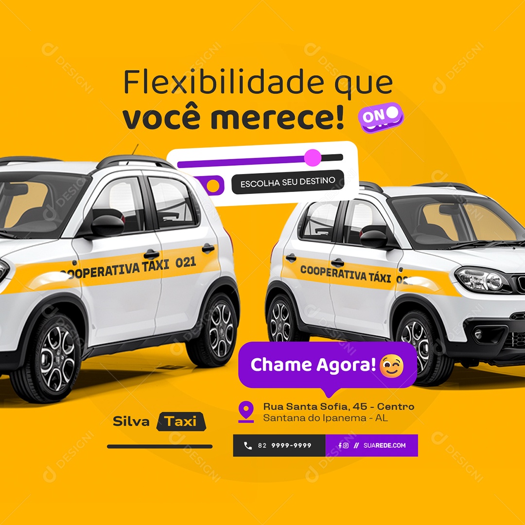 Táxi Flexibilidade Que Você Merece Social Media PSD Editável