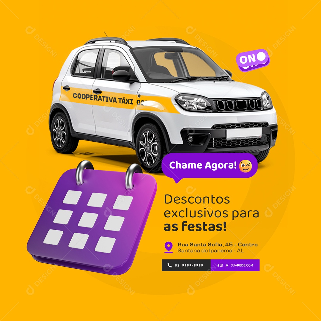 Táxi Chame Agora Social Media PSD Editável