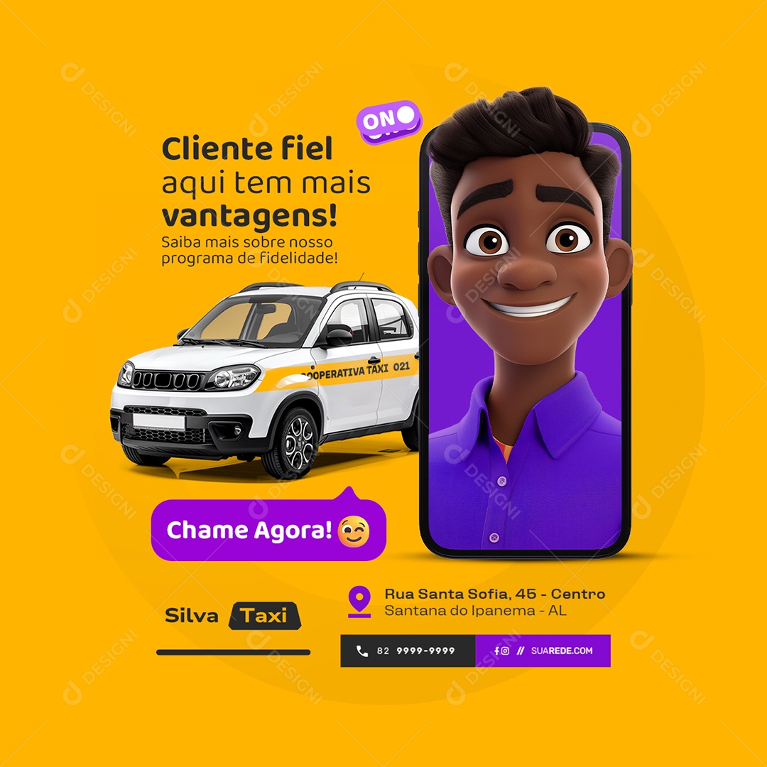 Táxi Cliente Fiel Social Media PSD Editável