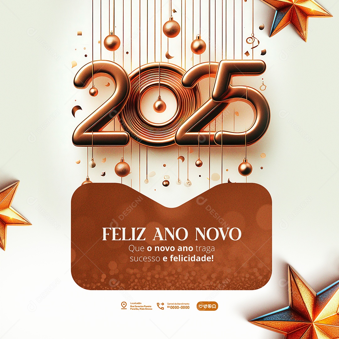 Feliz Ano Novo 2025 Social Media PSD Editável