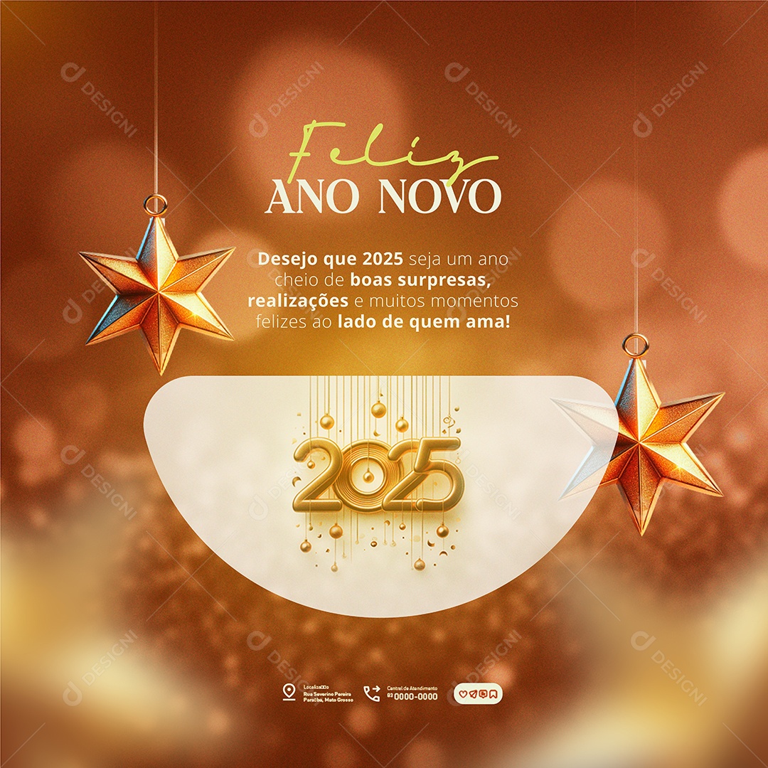 Feliz 2025 Ano Novo Social Media PSD Editável