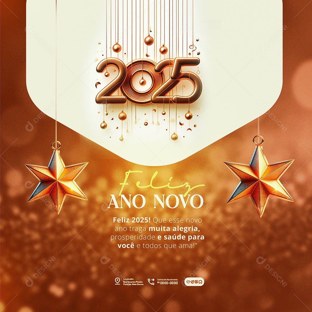 Social Media Feliz  Ano Novo 2025 PSD Editável