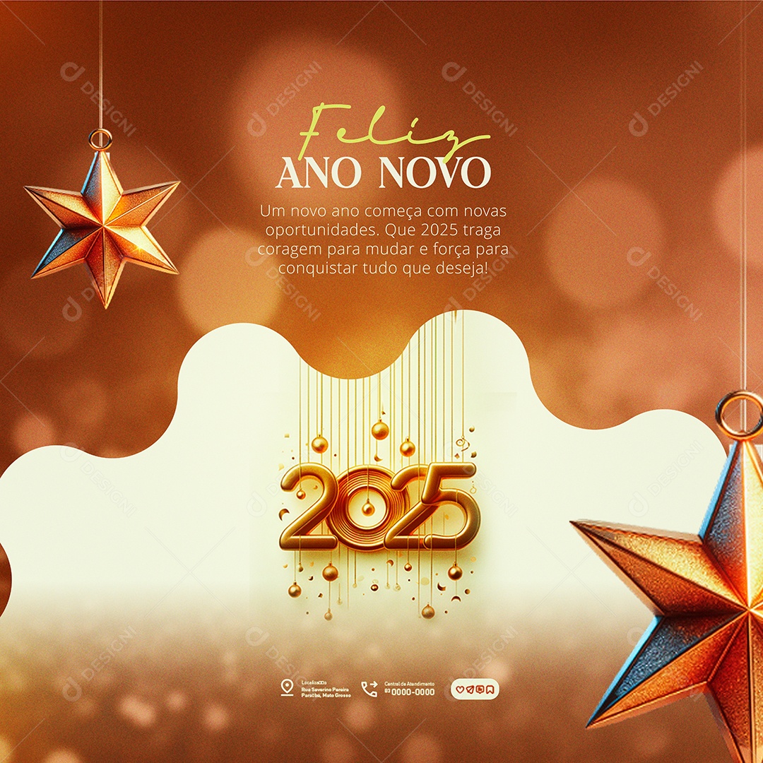 Feliz 2025 Ano Novo Social Media PSD Editável