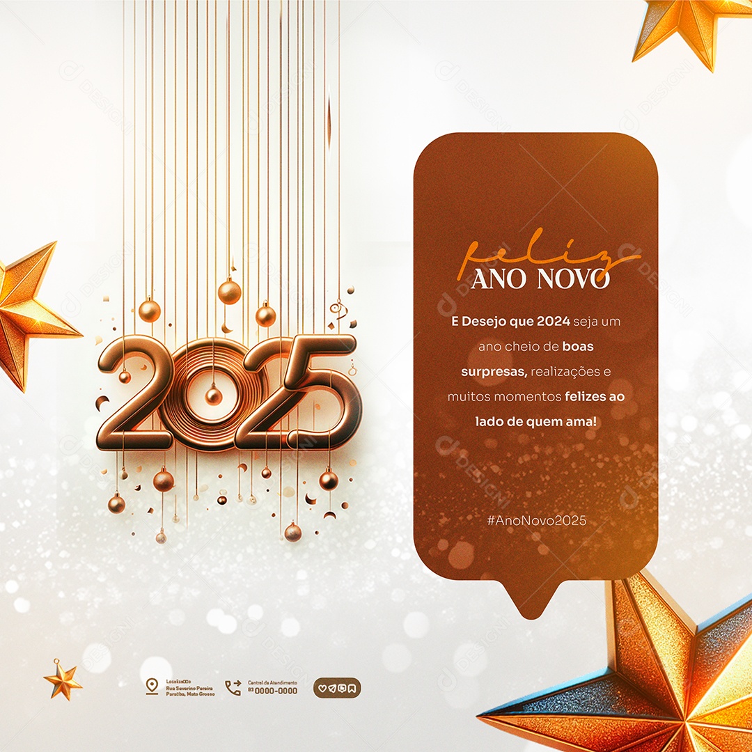 Feliz Ano Novo 2025 Social Media PSD Editável