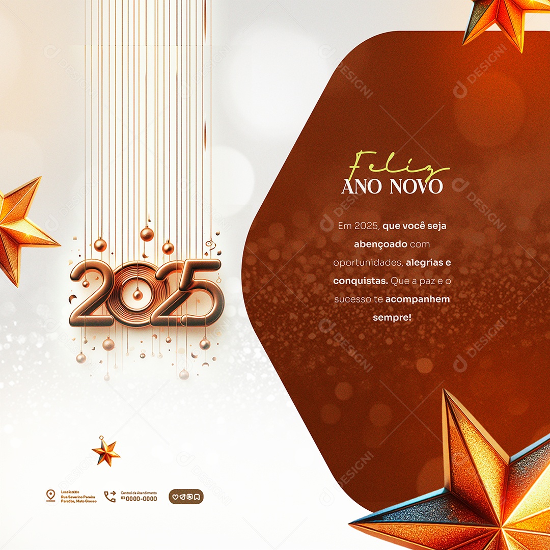 Feliz Ano Novo 2025 Social Media PSD Editável